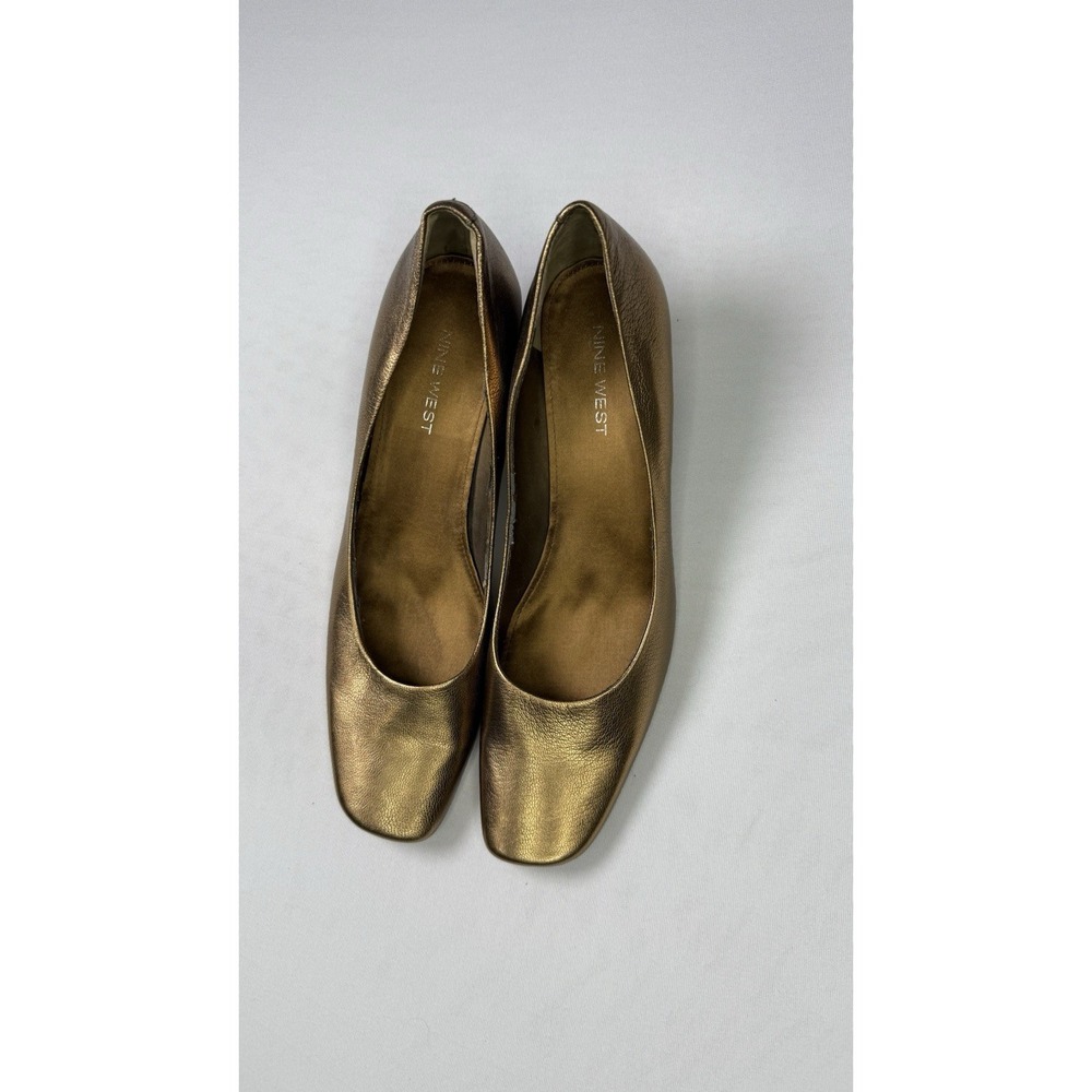 Nine West Metallic Bronze/ Gold Square Toe Shoes 7.5 M Stock B5